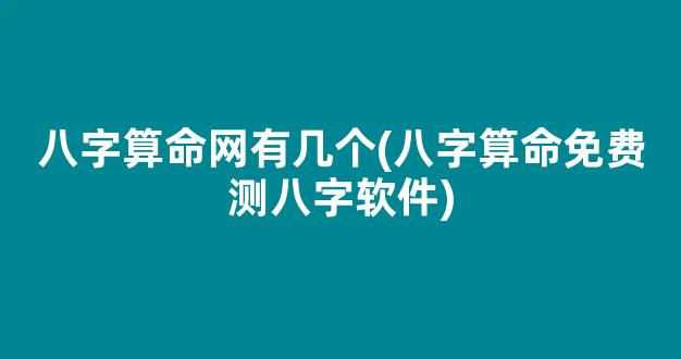 八字算命网有几个(八字算命免费测八字软件)