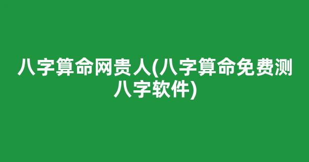 八字算命网贵人(八字算命免费测八字软件)